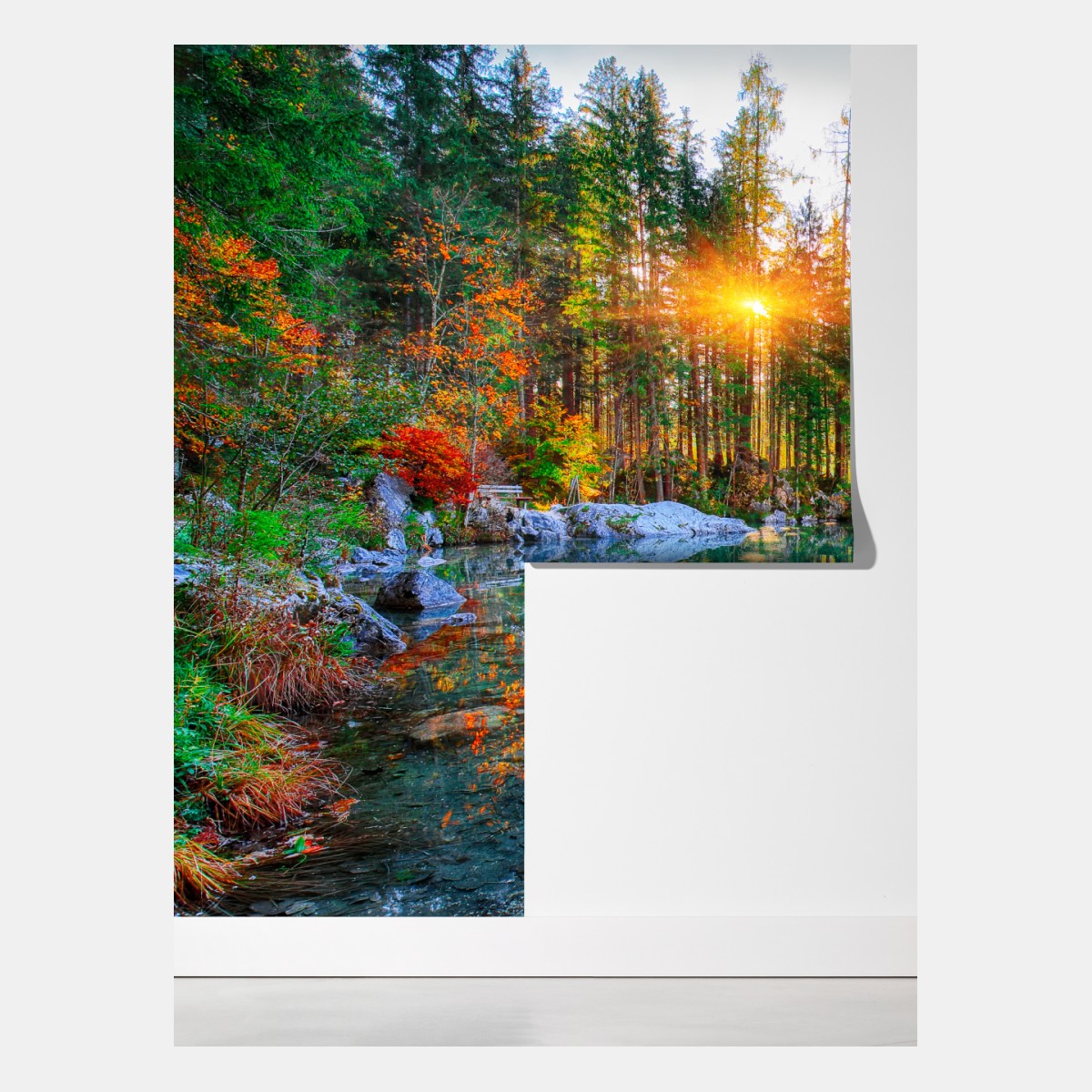 Fototapeta Hintersee jesienny wschód słońca nad turkusowym jeziorem – Wallissimo® Fototapeta Hintersee jesienny wschód słońca nad turkusowym jeziorem – Wallissimo®