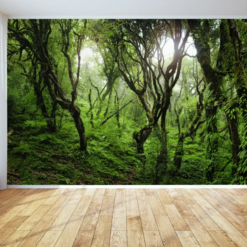 Fototapeta mistyczny zielony las