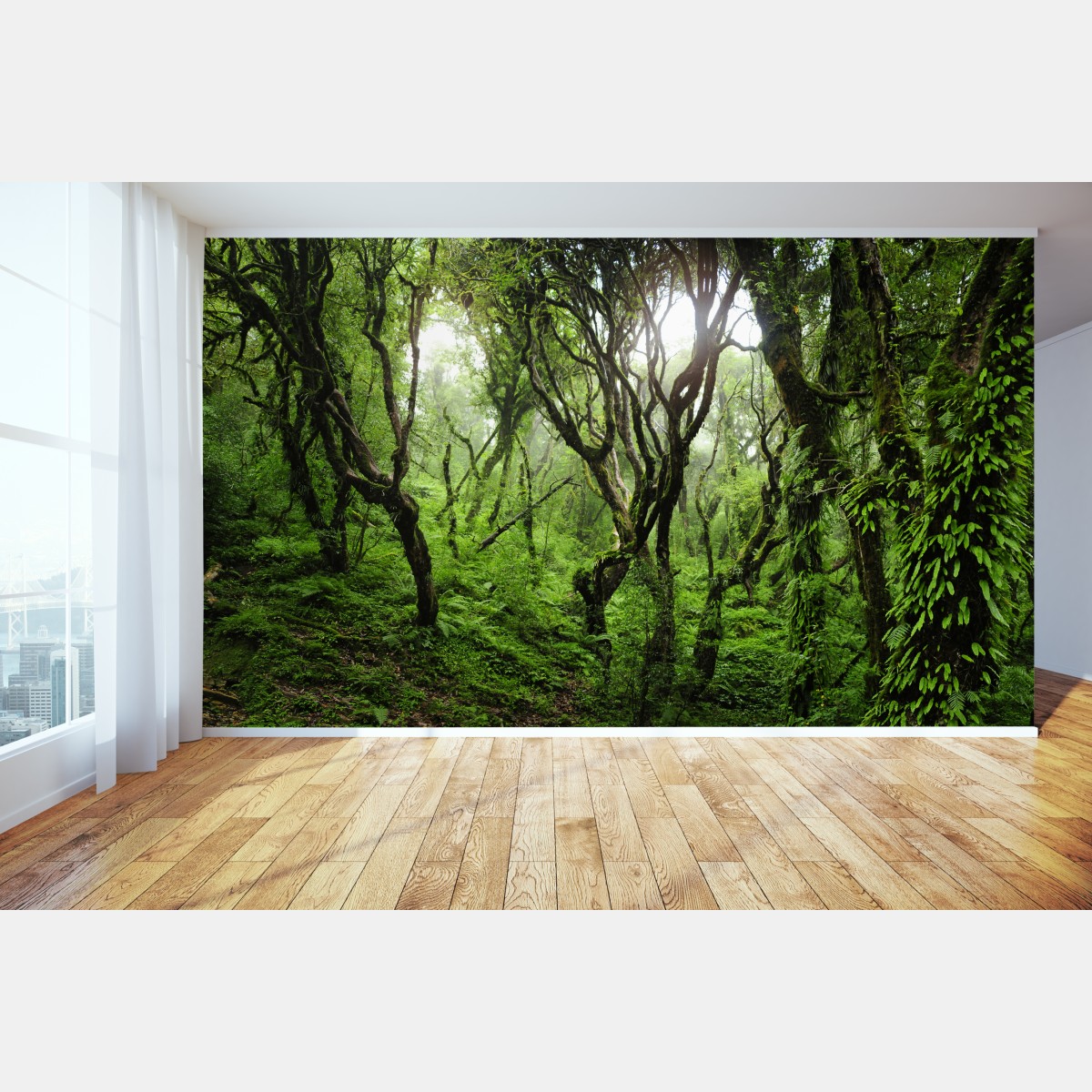 Wall mural mystic green forest canopy