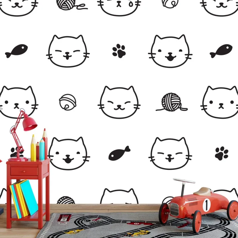 Fototapeta uroczy wzór z kotkami