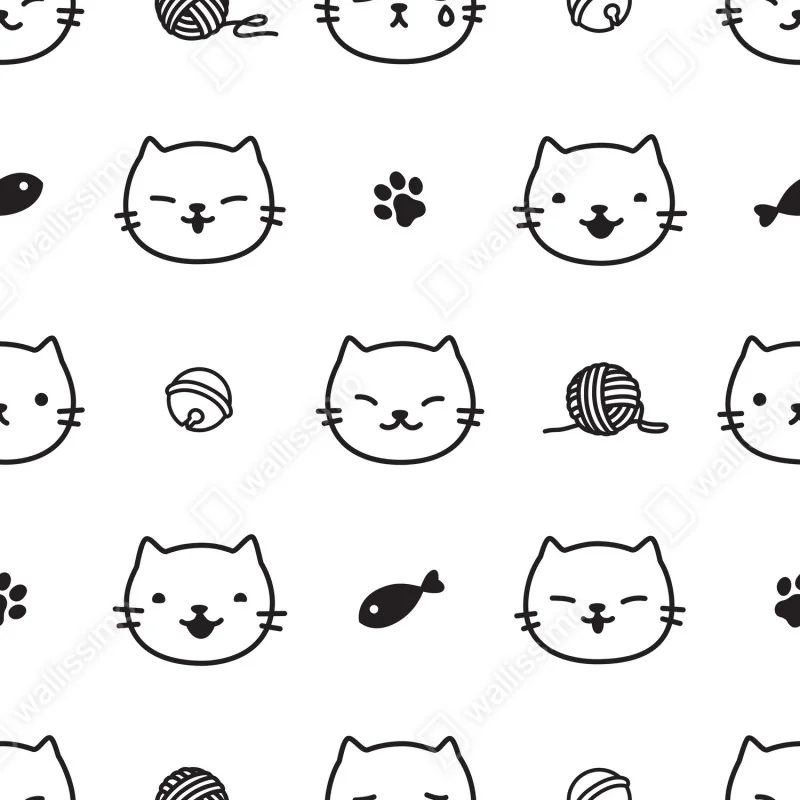 Fototapeta uroczy wzór z kotkami – Wallissimo® Fototapeta uroczy wzór z kotkami – Wallissimo®