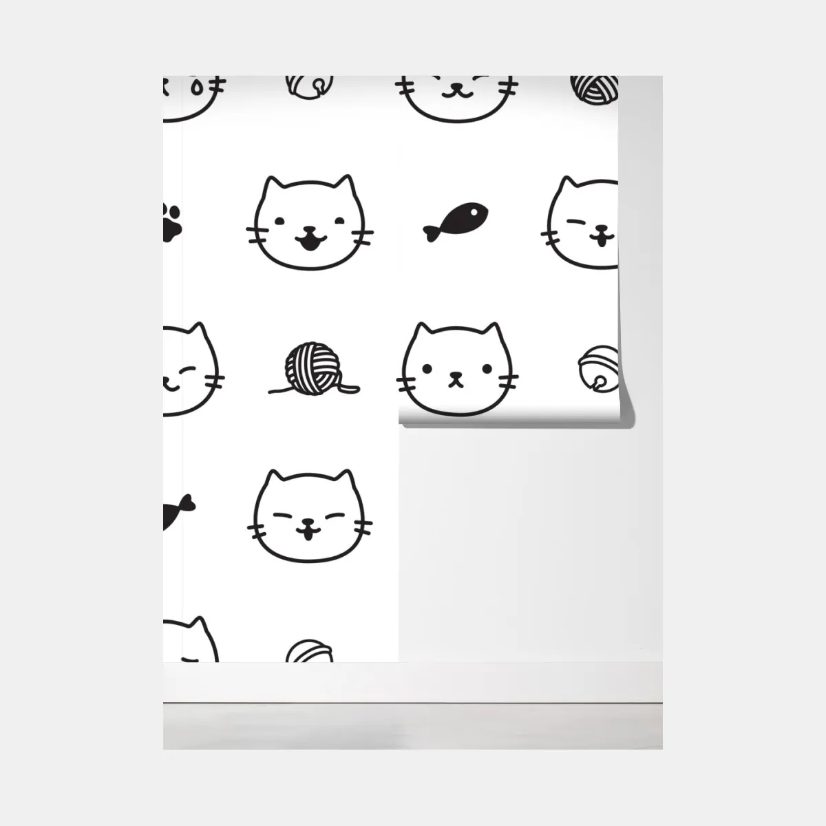 Fototapeta uroczy wzór z kotkami – Wallissimo® Fototapeta uroczy wzór z kotkami – Wallissimo®