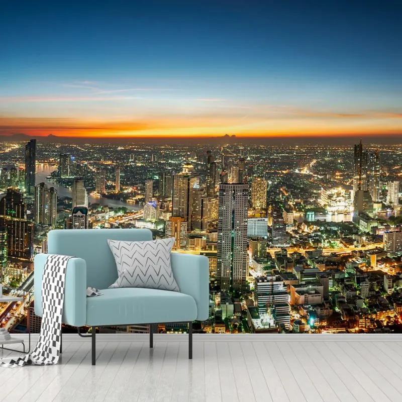 Fototapeta panorama Bangkoku o zmierzchu