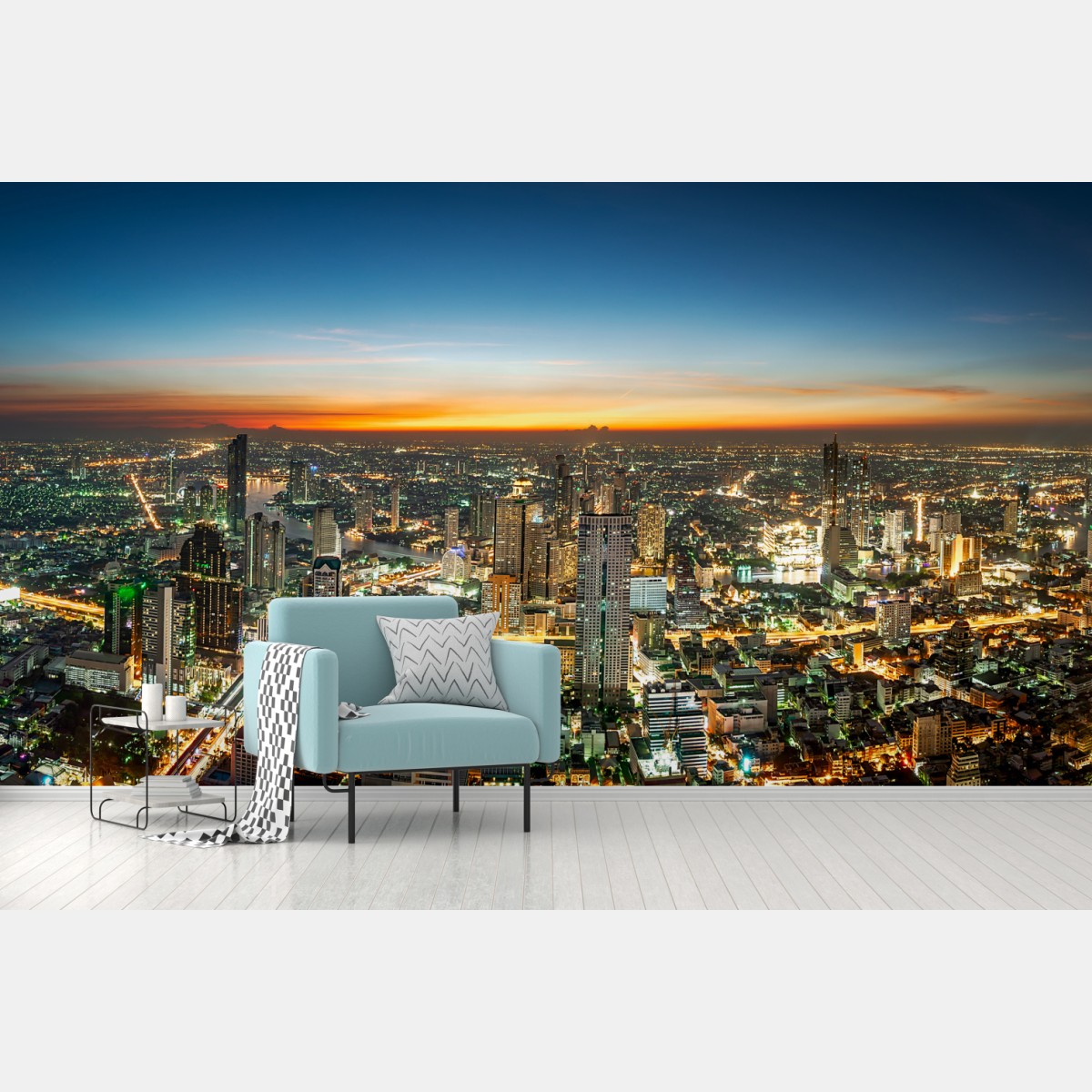 Wall mural Bangkok skyline at dusk