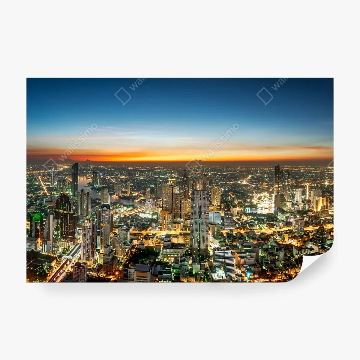 Fototapeta panorama Bangkoku o zmierzchu – Wallissimo® Fototapeta panorama Bangkoku o zmierzchu – Wallissimo®