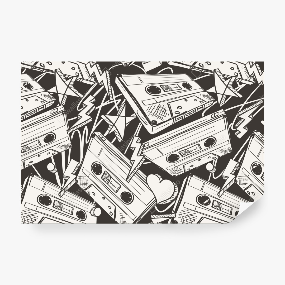 Fototapeta wzór kaset magnetofonowych w stylu retro – Wallissimo® Fototapeta wzór kaset magnetofonowych w stylu retro – Wallissimo®