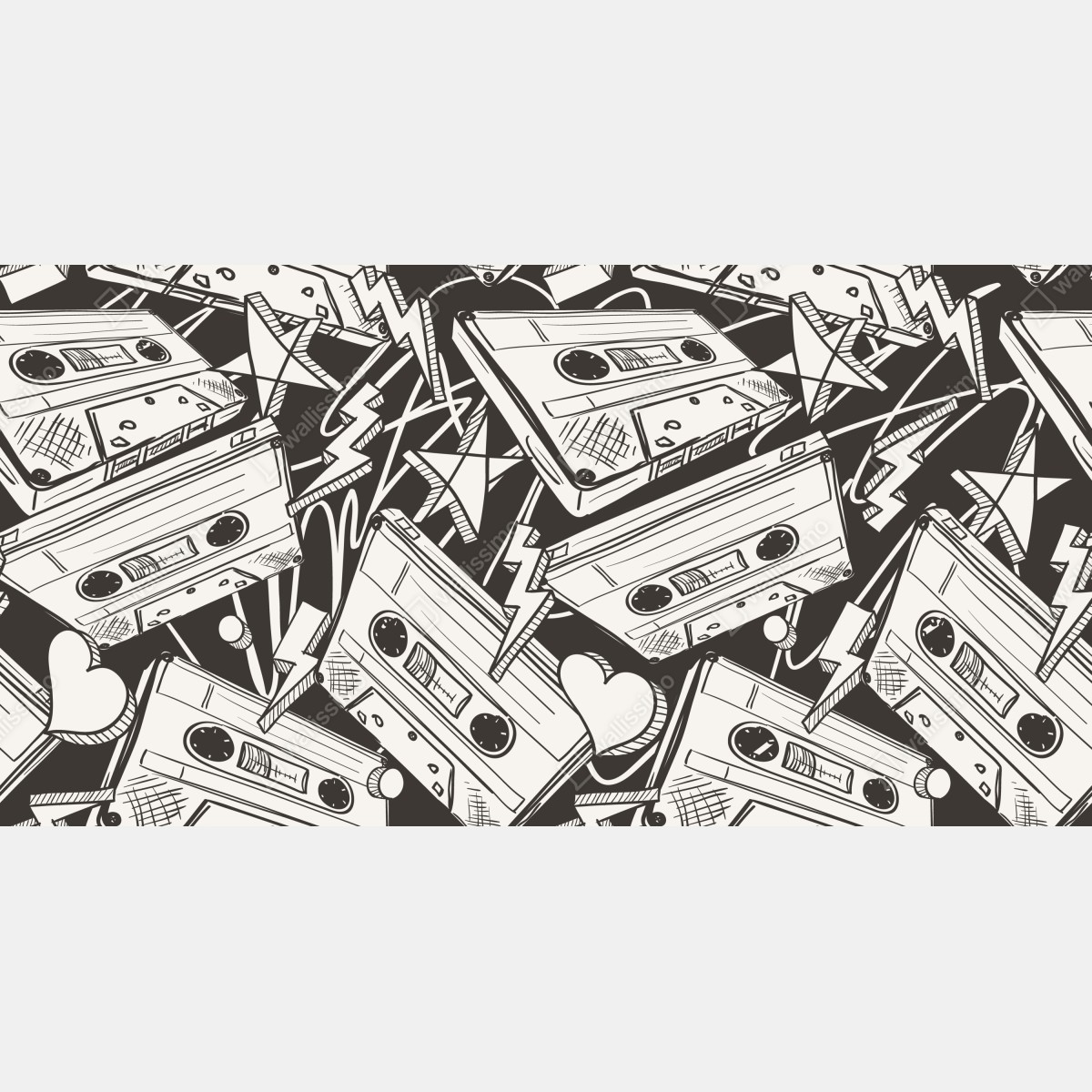 Fototapeta wzór kaset magnetofonowych w stylu retro – Wallissimo® Fototapeta wzór kaset magnetofonowych w stylu retro – Wallissimo®