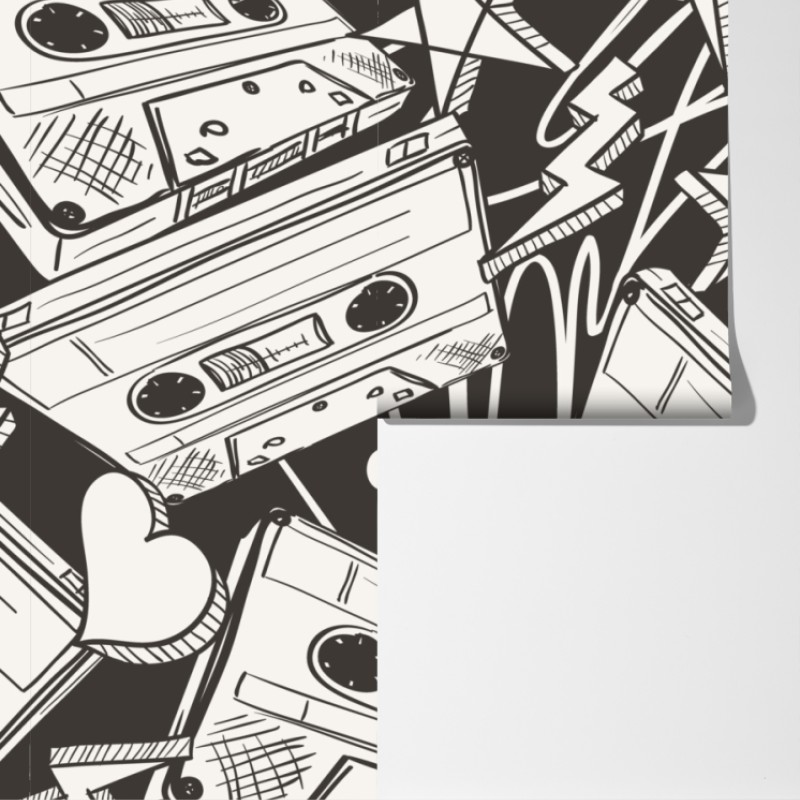 Fototapeta wzór kaset magnetofonowych w stylu retro – Wallissimo® Fototapeta wzór kaset magnetofonowych w stylu retro – Wallissimo®
