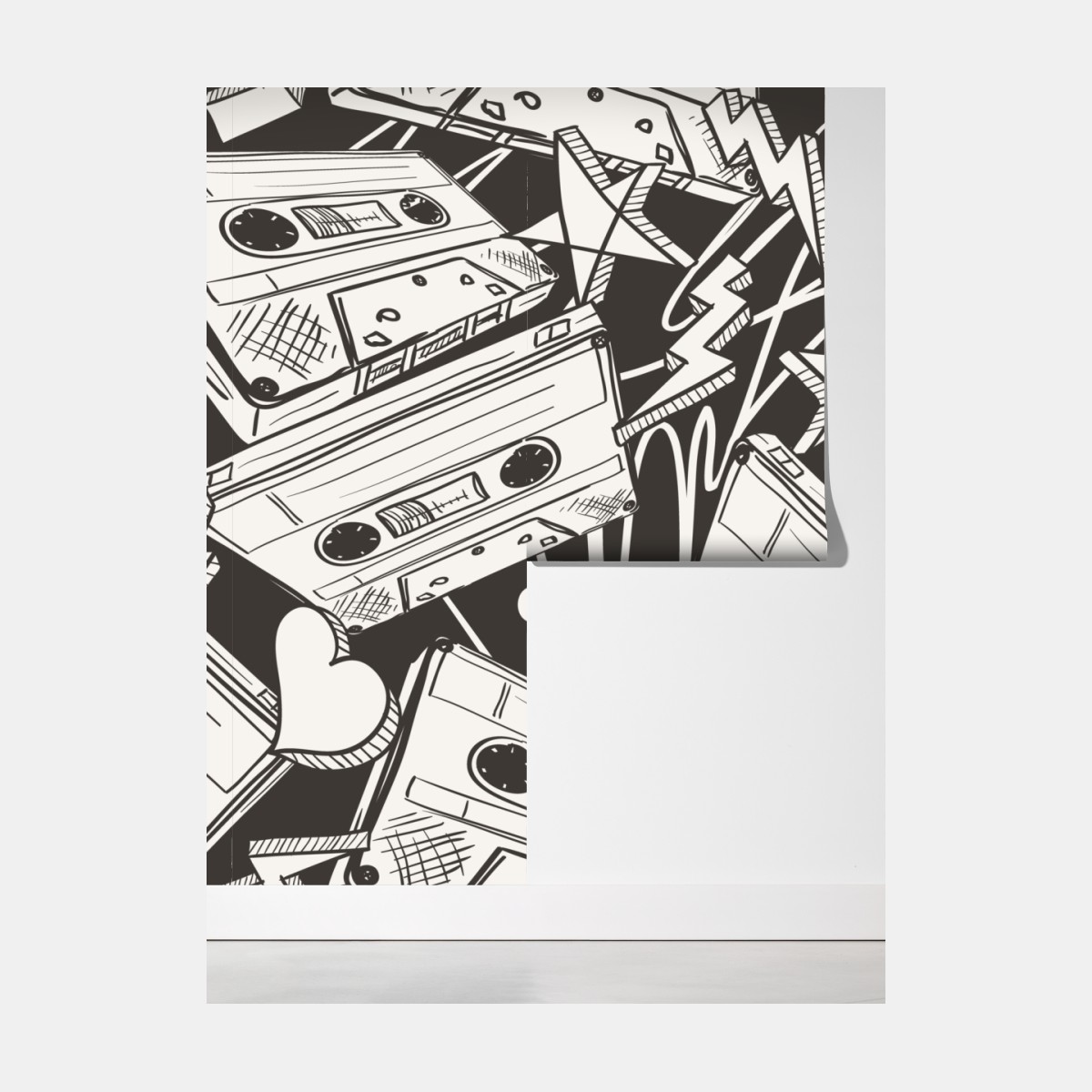 Fototapeta wzór kaset magnetofonowych w stylu retro – Wallissimo® Fototapeta wzór kaset magnetofonowych w stylu retro – Wallissimo®