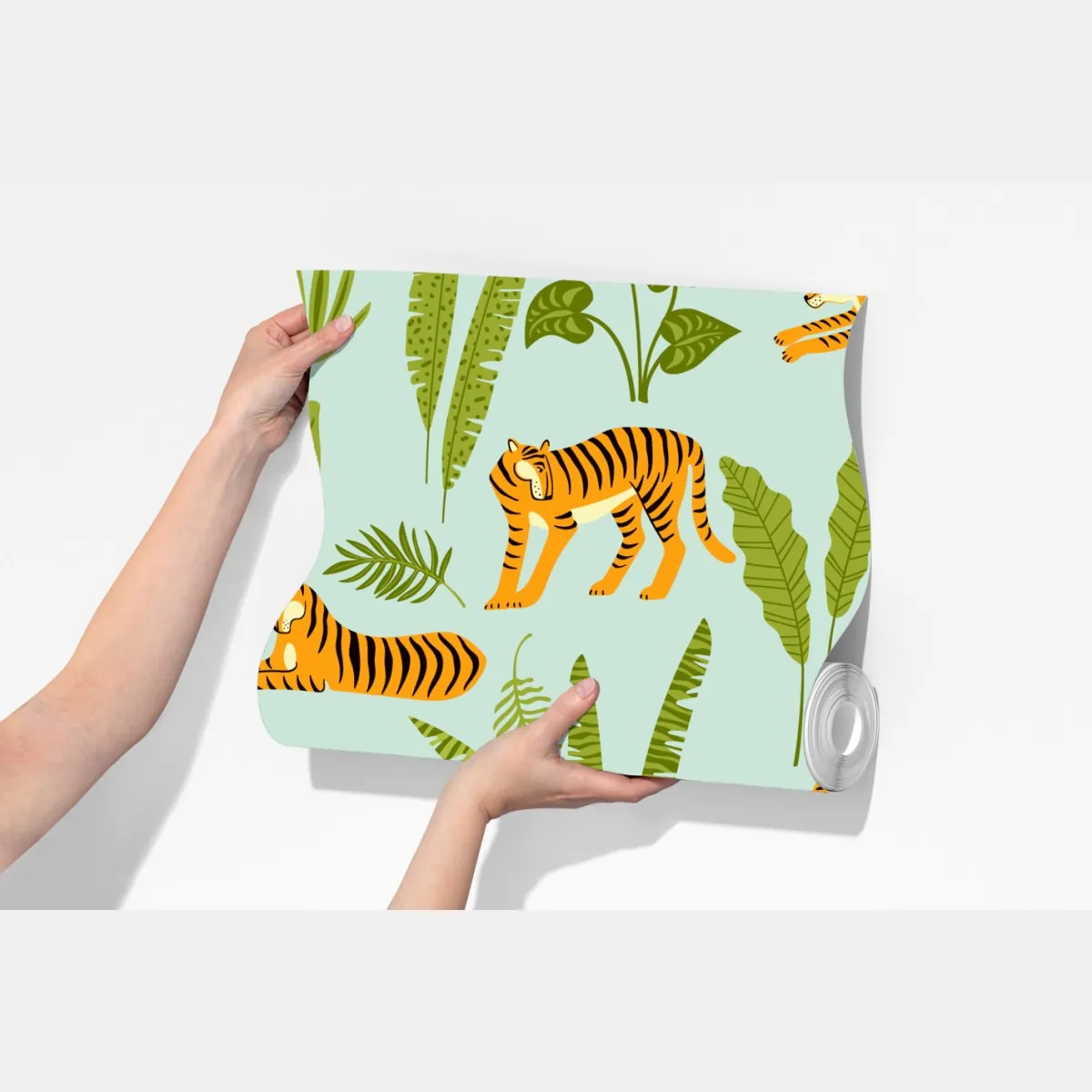 Fototapeta egzotyczne tygrysy wśród liści – Wallissimo® Fototapeta egzotyczne tygrysy wśród liści – Wallissimo®