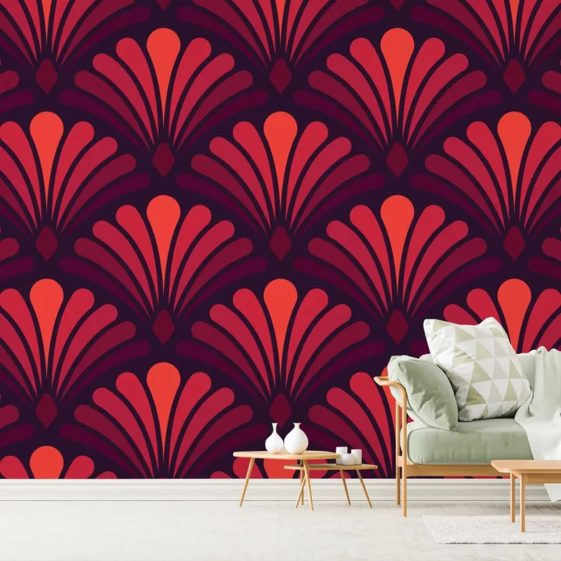 Fototapeta elegancki motyw art deco w odcieniach bordo i koralu