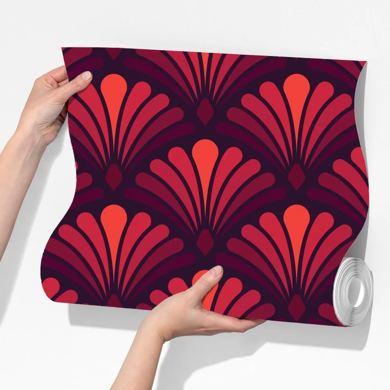 Fototapeta elegancki motyw art deco w odcieniach bordo i koralu – Wallissimo® Fototapeta elegancki motyw art deco w odcieniach bordo i koralu – Wallissimo®