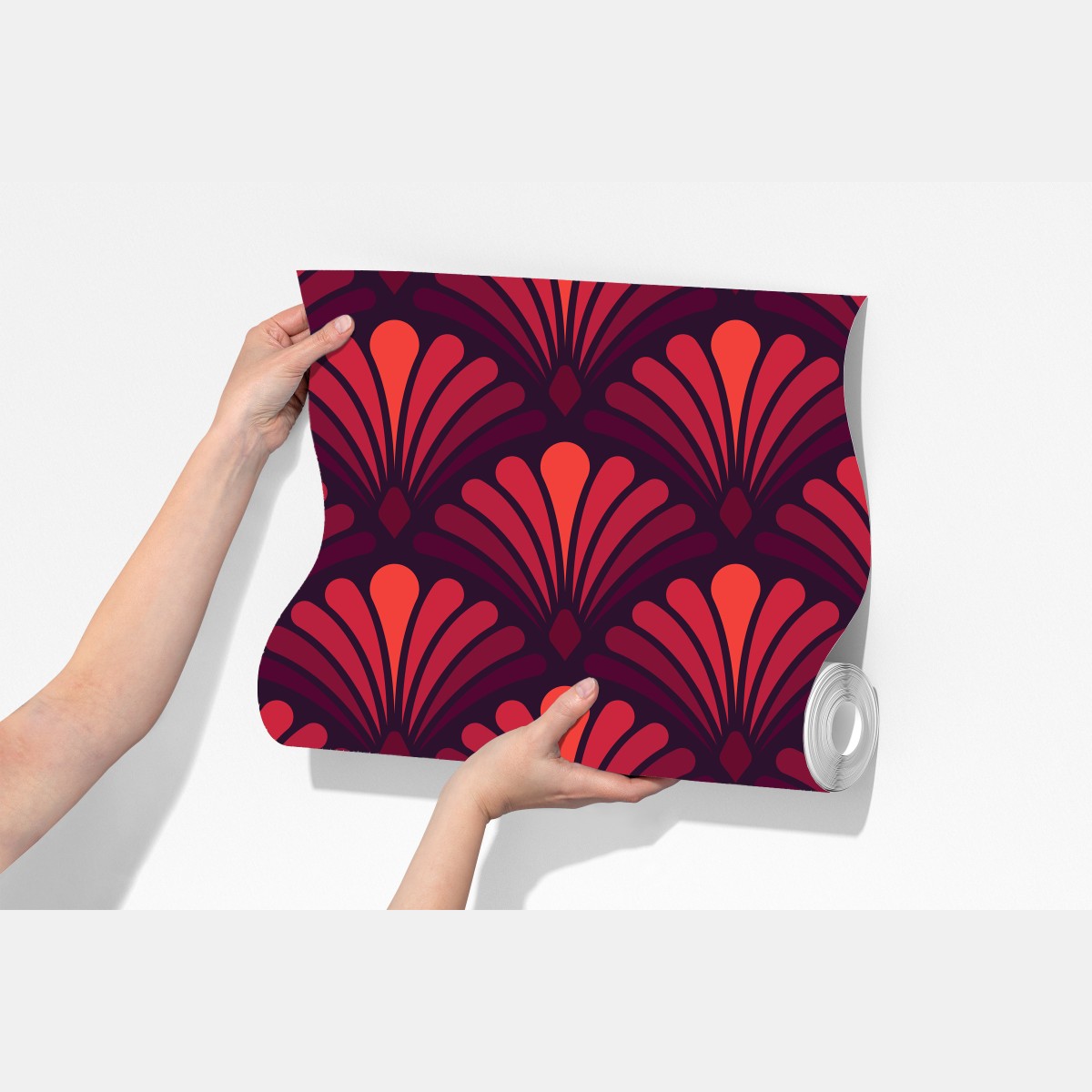 Fototapeta elegancki motyw art deco w odcieniach bordo i koralu – Wallissimo® Fototapeta elegancki motyw art deco w odcieniach bordo i koralu – Wallissimo®