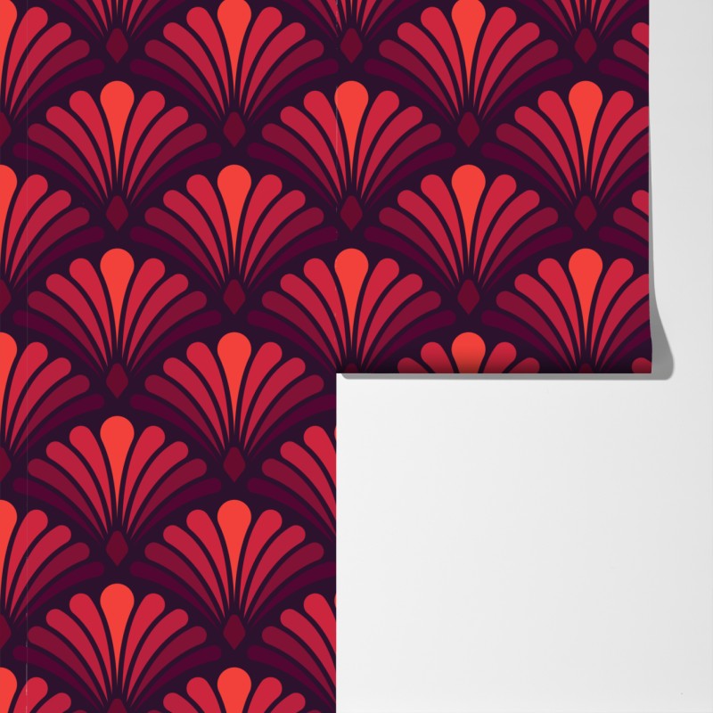 Fototapeta elegancki motyw art deco w odcieniach bordo i koralu – Wallissimo® Fototapeta elegancki motyw art deco w odcieniach bordo i koralu – Wallissimo®