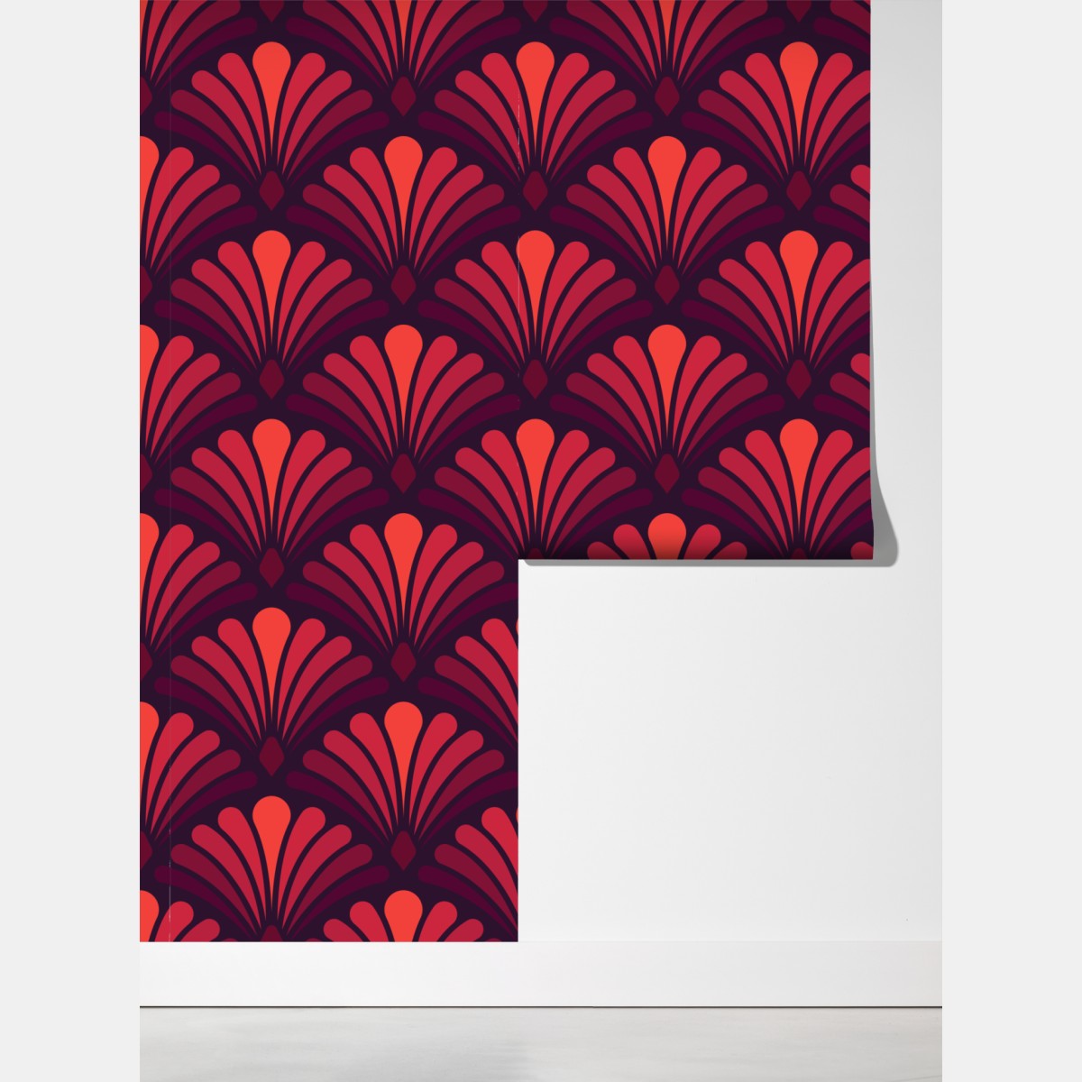 Fototapeta elegancki motyw art deco w odcieniach bordo i koralu – Wallissimo® Fototapeta elegancki motyw art deco w odcieniach bordo i koralu – Wallissimo®