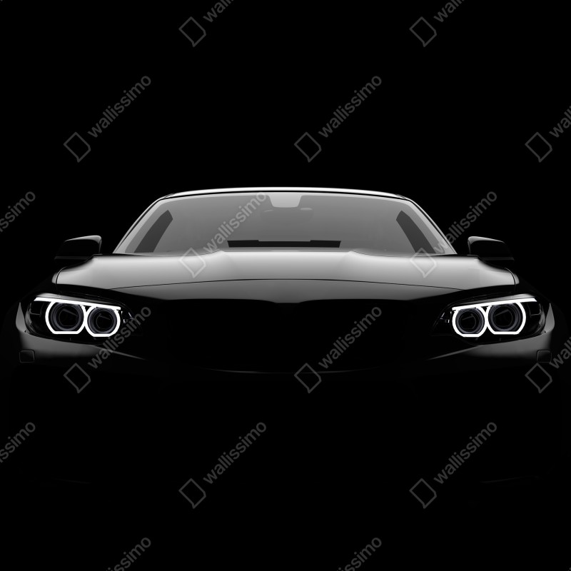 Fototapeta szykowny czarny samochód sportowy z przodu – Wallissimo® Fototapeta szykowny czarny samochód sportowy z przodu – Wallissimo®