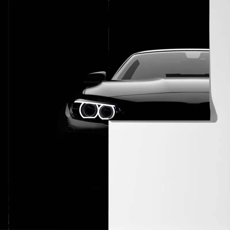 Fototapeta szykowny czarny samochód sportowy z przodu – Wallissimo® Fototapeta szykowny czarny samochód sportowy z przodu – Wallissimo®