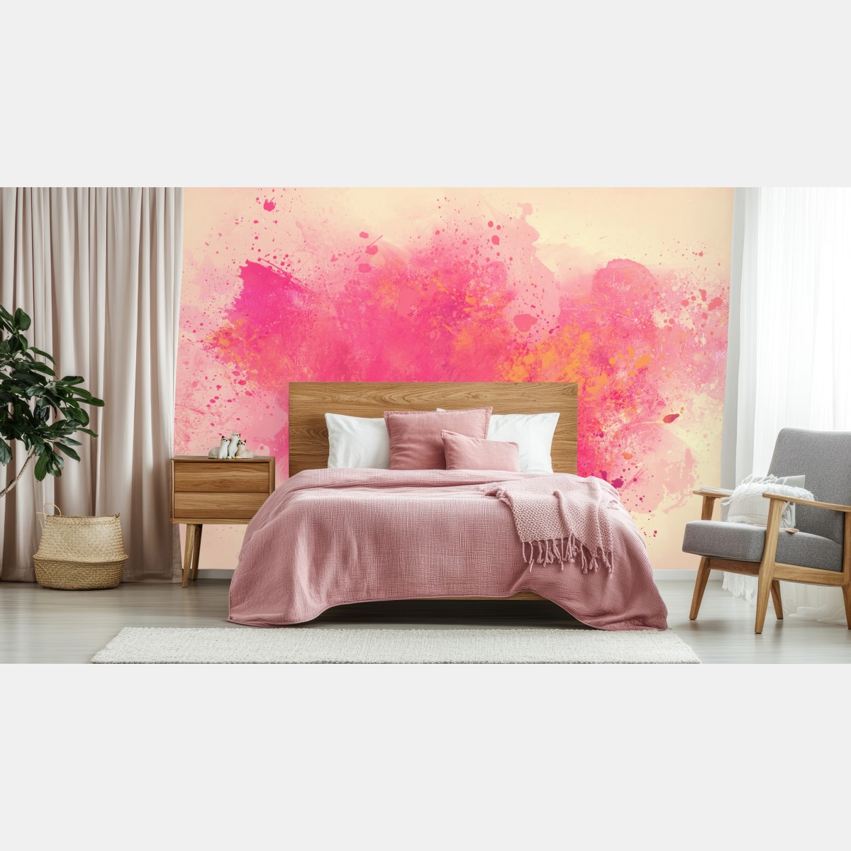 Wall mural vibrant pink watercolor splash