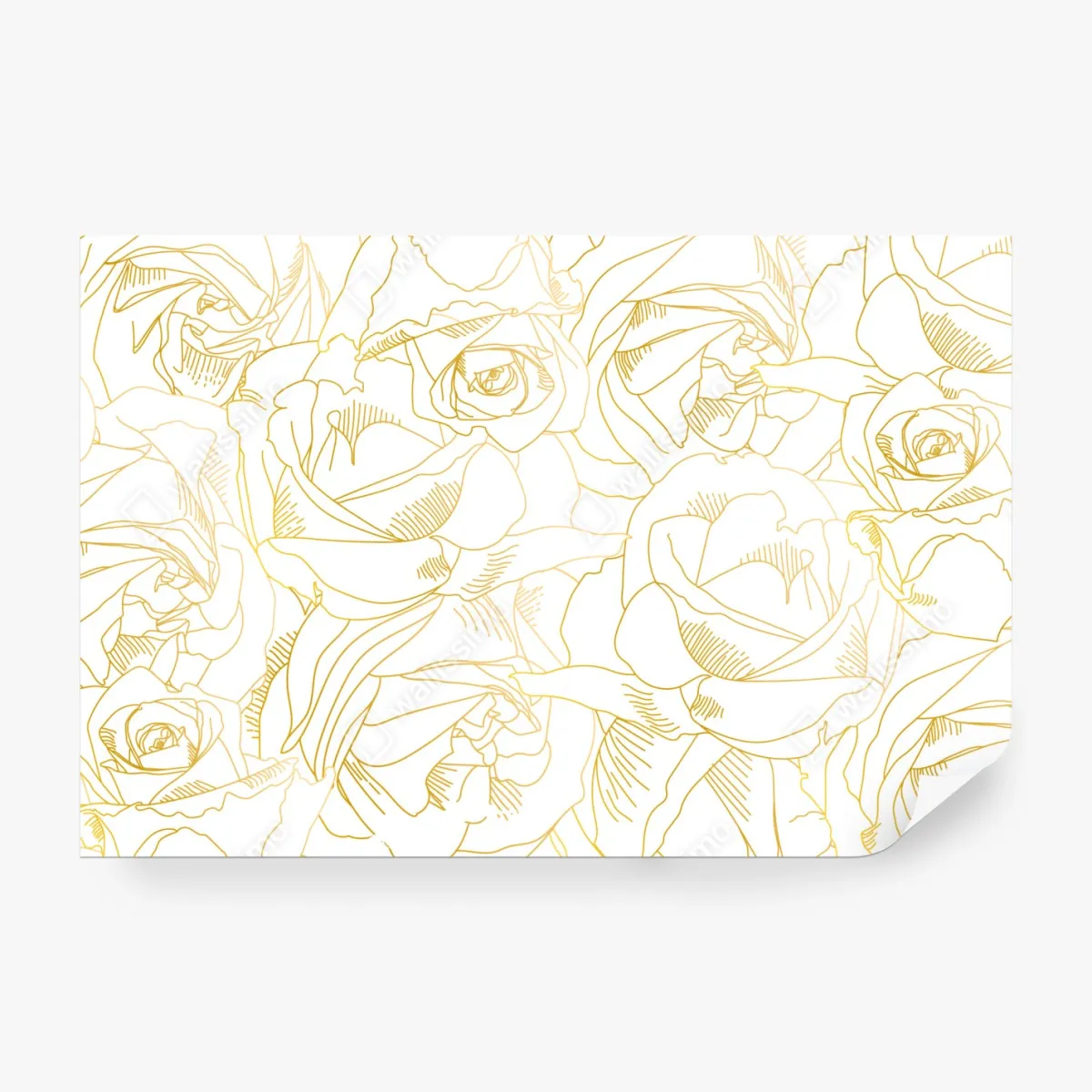 Fototapeta delikatne złote róże — elegancki wzór kwiatowy – Wallissimo® Fototapeta delikatne złote róże — elegancki wzór kwiatowy – Wallissimo®