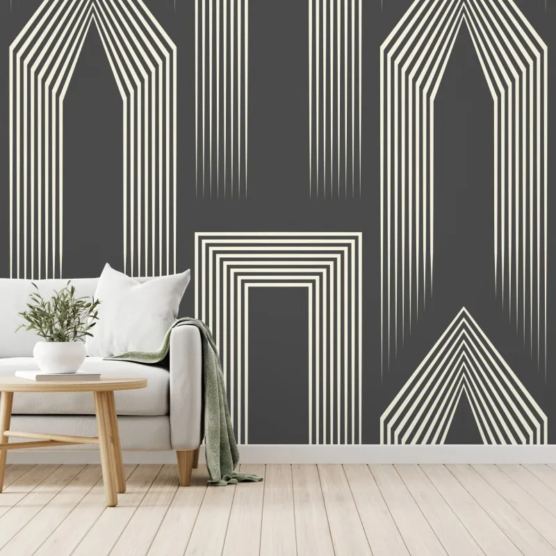 Fototapeta geometryczny wzór art deco w odcieniach szarości i beżu