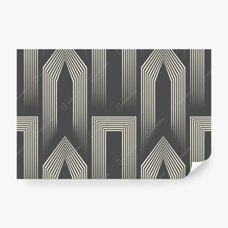 Fototapeta geometryczny wzór art deco w odcieniach szarości i beżu