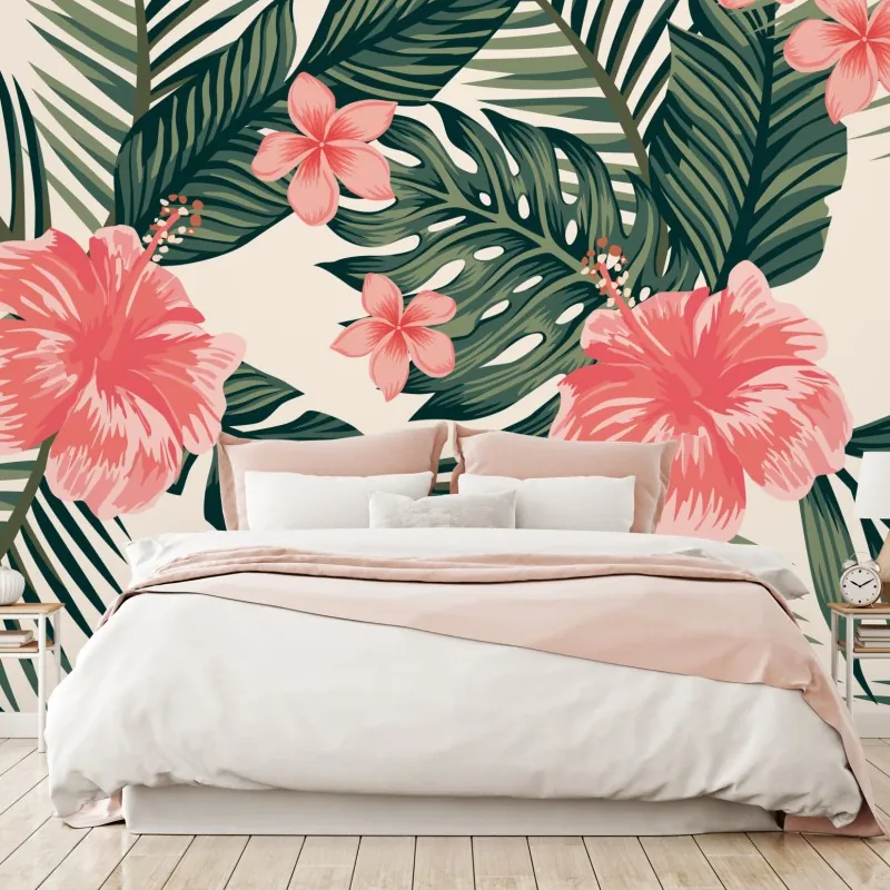 Fototapeta tropikalny wzór hibiskusa