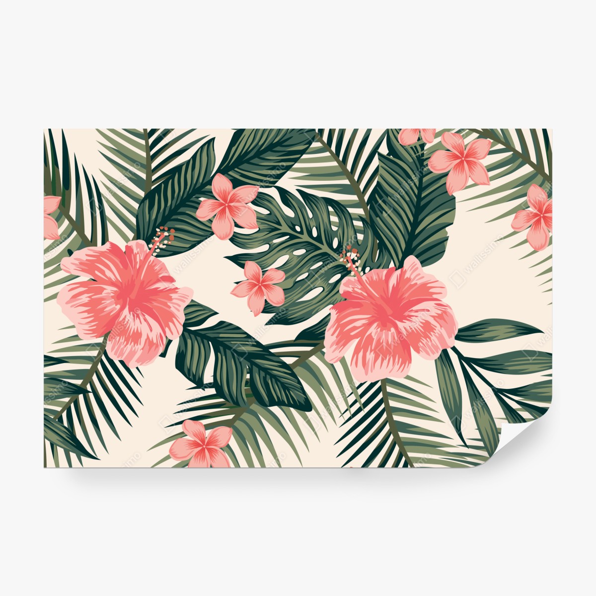 Fototapeta tropikalny wzór hibiskusa – Wallissimo® Fototapeta tropikalny wzór hibiskusa – Wallissimo®
