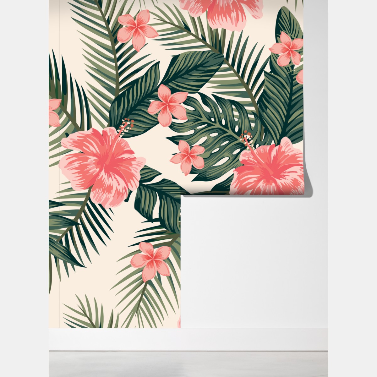 Fototapeta tropikalny wzór hibiskusa – Wallissimo® Fototapeta tropikalny wzór hibiskusa – Wallissimo®