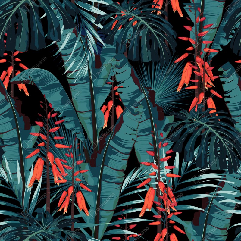 Fototapeta tropikalny turkusowy motyw dżungli – Wallissimo® Fototapeta tropikalny turkusowy motyw dżungli – Wallissimo®