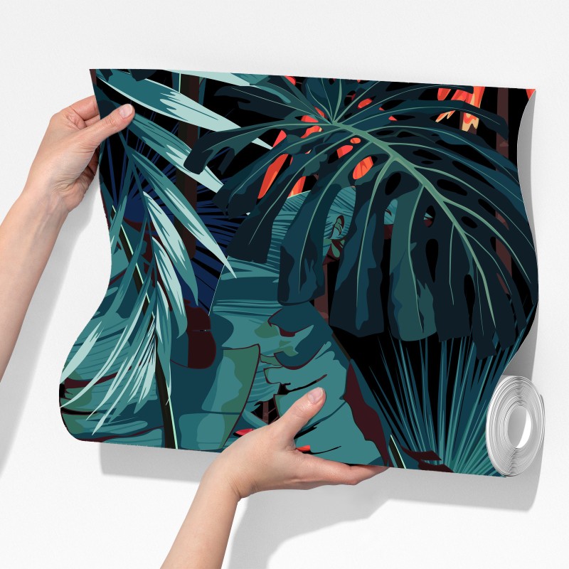 Fototapeta tropikalny turkusowy motyw dżungli – Wallissimo® Fototapeta tropikalny turkusowy motyw dżungli – Wallissimo®