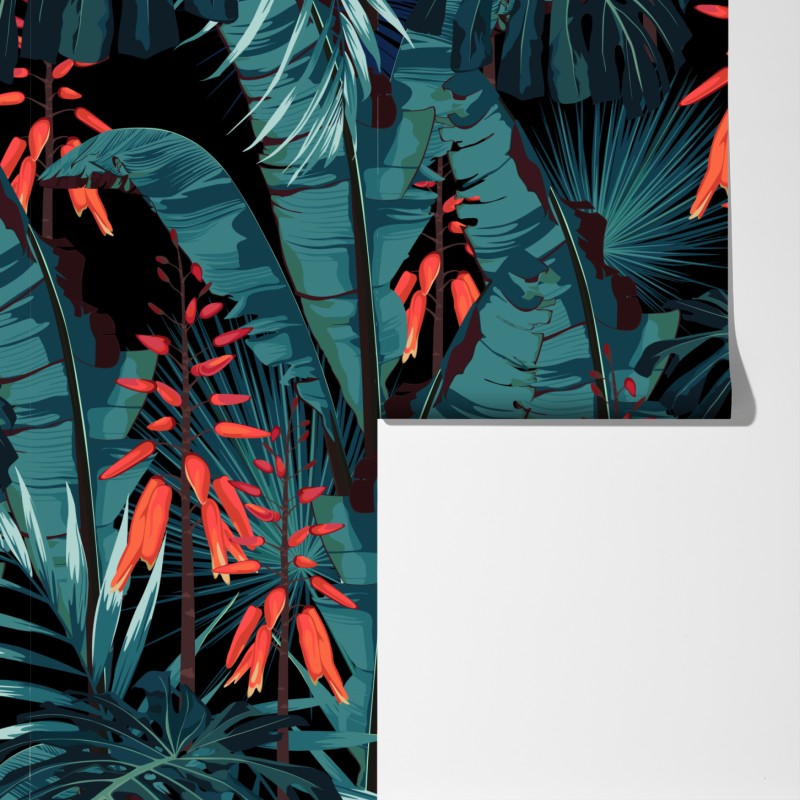 Fototapeta tropikalny turkusowy motyw dżungli – Wallissimo® Fototapeta tropikalny turkusowy motyw dżungli – Wallissimo®