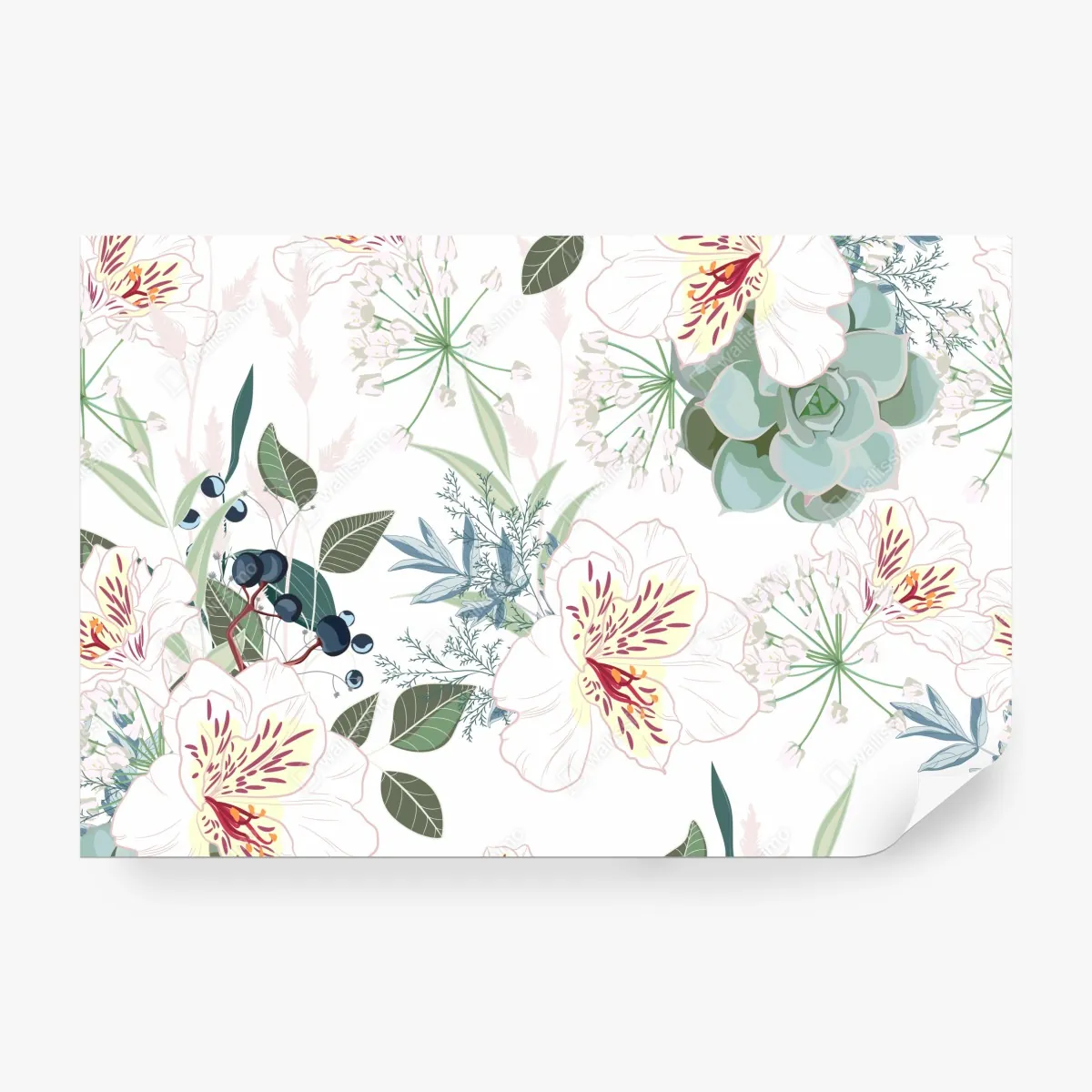 Fototapeta delikatny pastelowy wzór kwiatowy – Wallissimo® Fototapeta delikatny pastelowy wzór kwiatowy – Wallissimo®