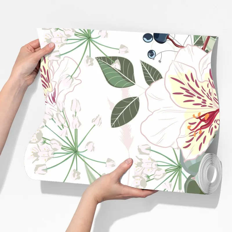 Fototapeta delikatny pastelowy wzór kwiatowy – Wallissimo® Fototapeta delikatny pastelowy wzór kwiatowy – Wallissimo®