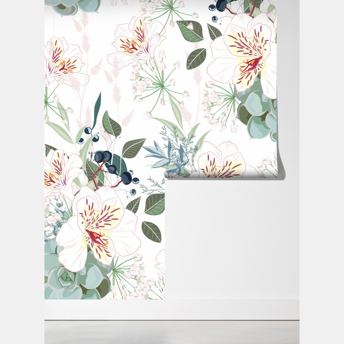 Fototapeta delikatny pastelowy wzór kwiatowy – Wallissimo® Fototapeta delikatny pastelowy wzór kwiatowy – Wallissimo®