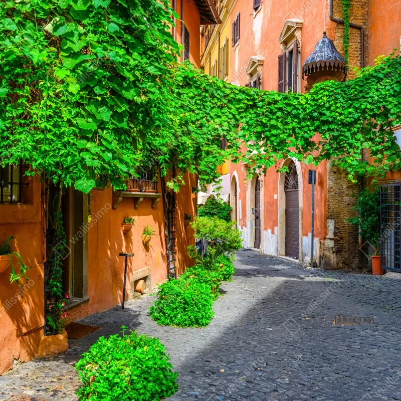 Fototapeta malownicza uliczka w Trastevere, Rzym – Wallissimo® Fototapeta malownicza uliczka w Trastevere, Rzym – Wallissimo®