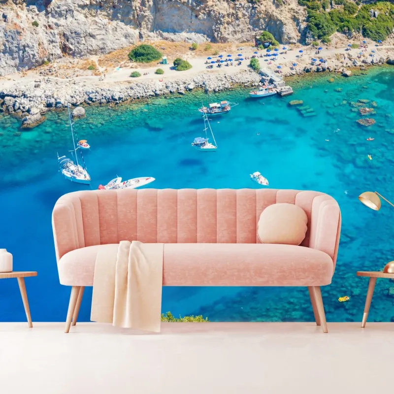 Fototapeta widok z lotu ptaka na zatokę Anthony Quinn, Rodos