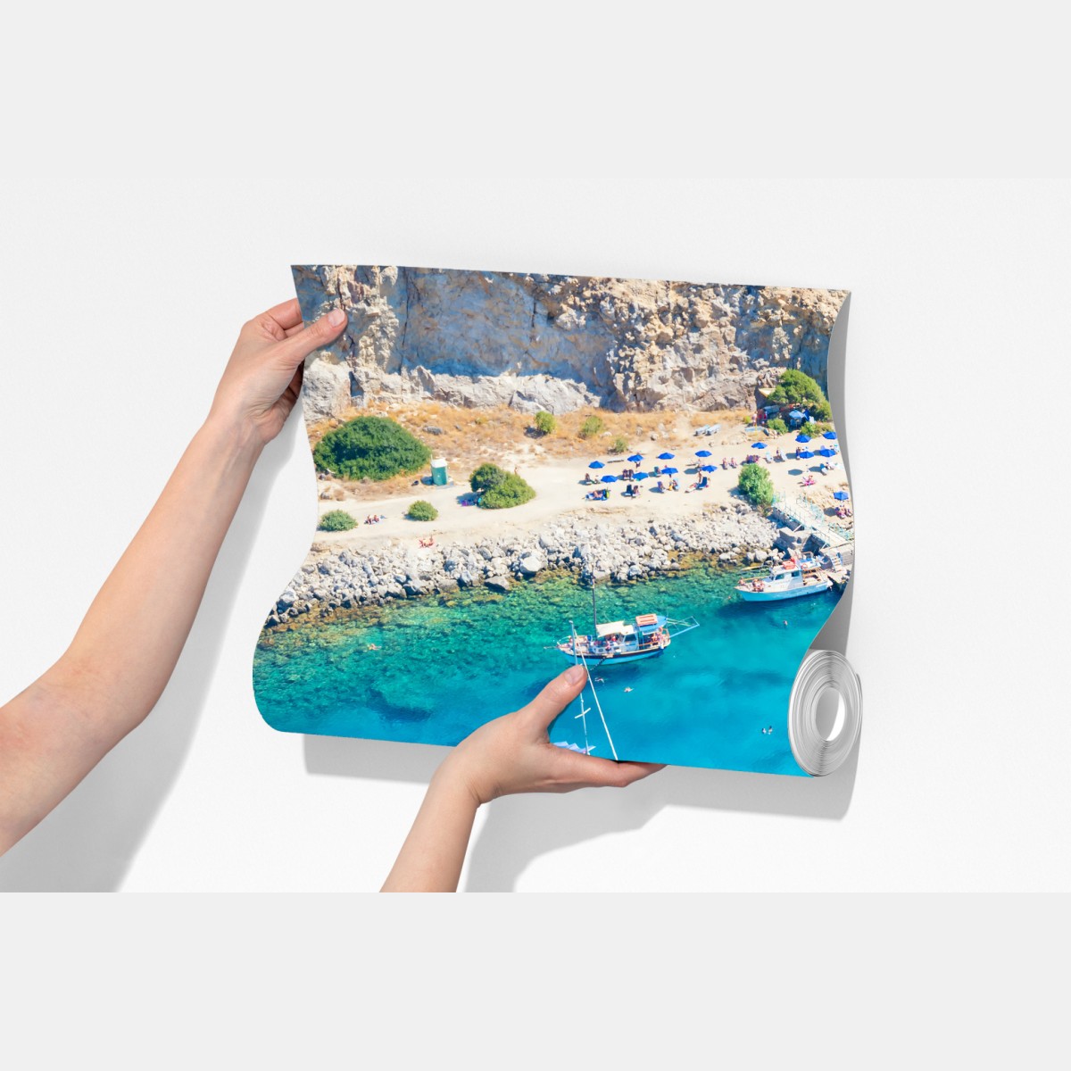 Fototapeta widok z lotu ptaka na zatokę Anthony Quinn, Rodos – Wallissimo® Fototapeta widok z lotu ptaka na zatokę Anthony Quinn, Rodos – Wallissimo®