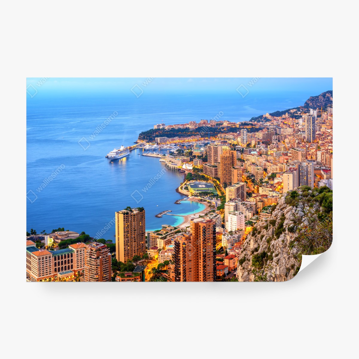 Fototapeta Monako panorama wybrzeża o zmierzchu – Wallissimo® Fototapeta Monako panorama wybrzeża o zmierzchu – Wallissimo®