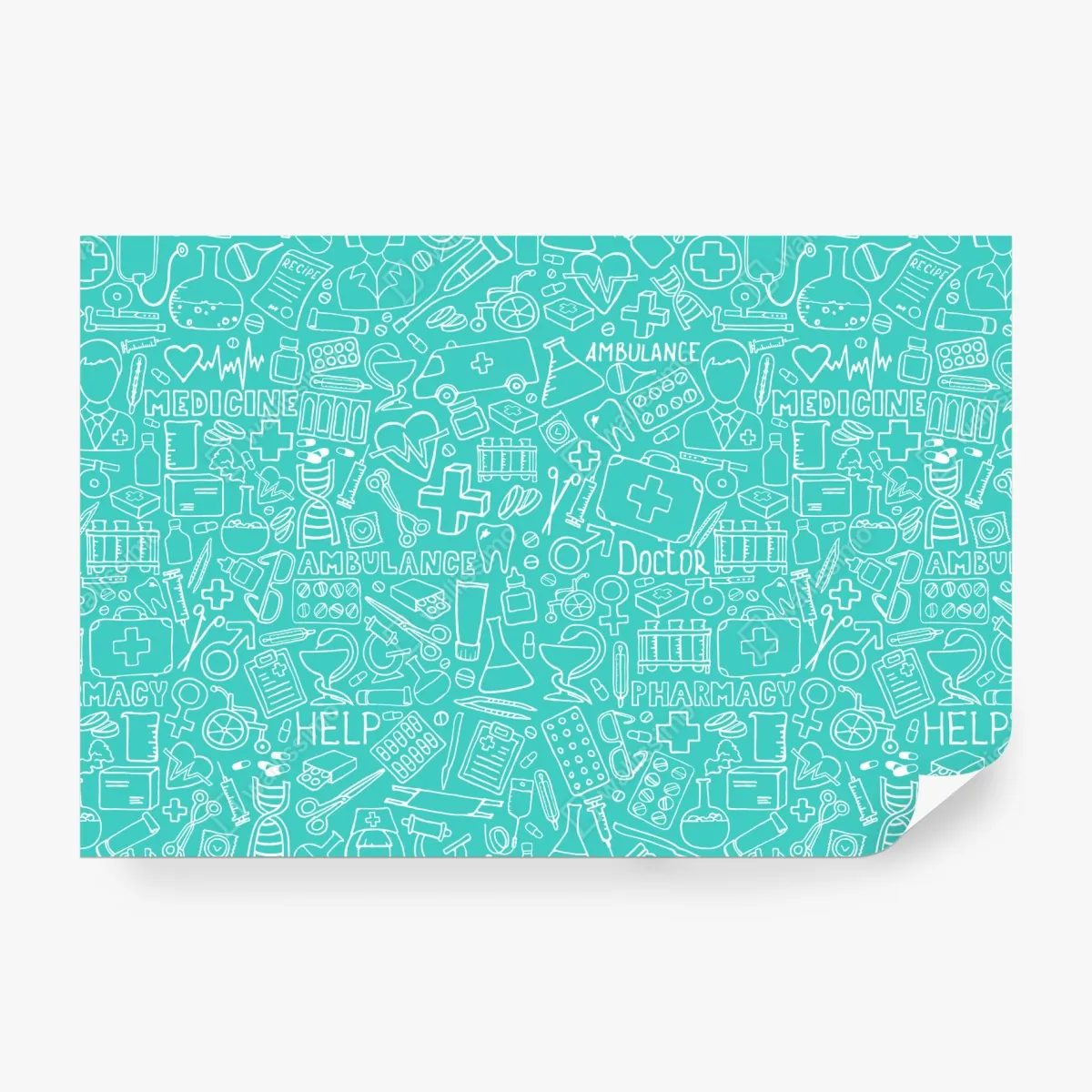 Fototapeta turkusowy wzór z ikonami medycznymi – Wallissimo® Fototapeta turkusowy wzór z ikonami medycznymi – Wallissimo®