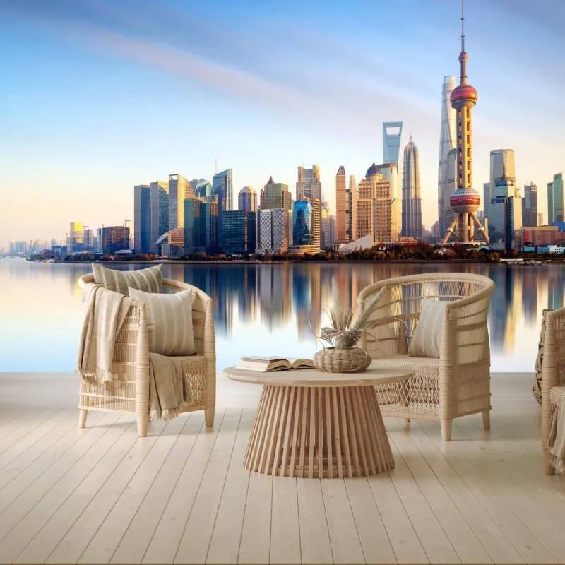 Fototapeta Szanghaj linia horyzontu nad wodą