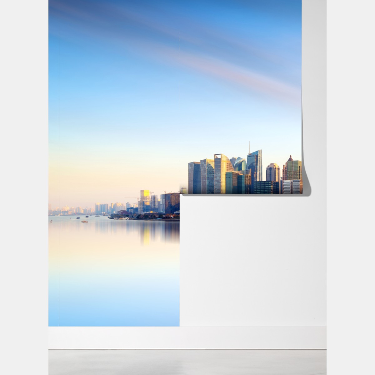 Fototapeta Szanghaj linia horyzontu nad wodą – Wallissimo® Fototapeta Szanghaj linia horyzontu nad wodą – Wallissimo®