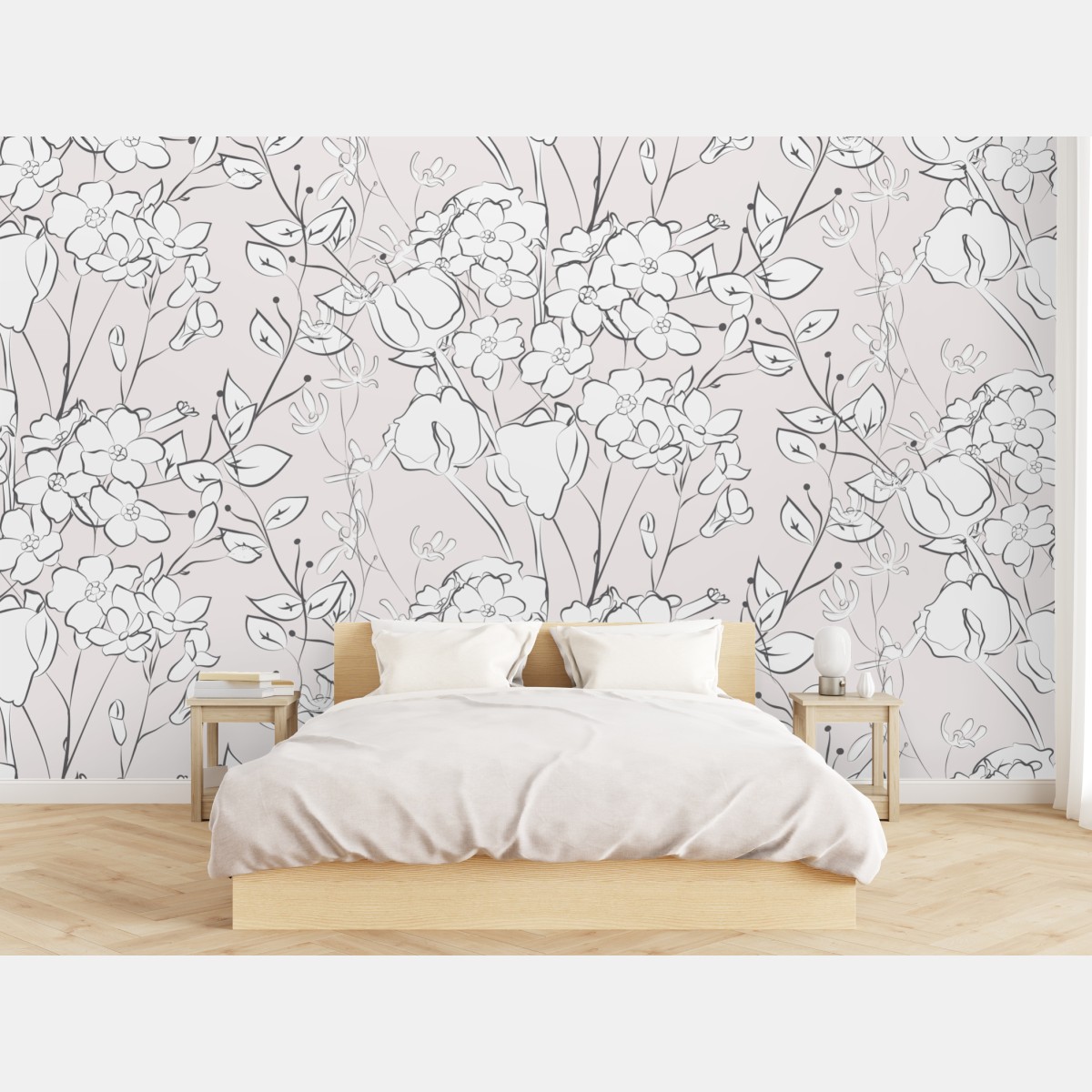 Wall mural delicate pastel floral design