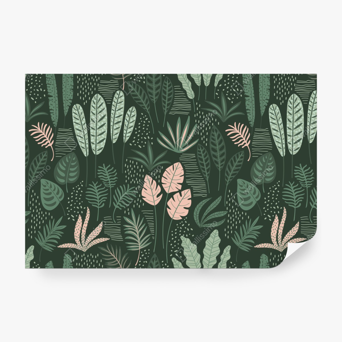Fototapeta tropikalny wzór liści w stonowanej zieleni i różu – Wallissimo® Fototapeta tropikalny wzór liści w stonowanej zieleni i różu – Wallissimo®