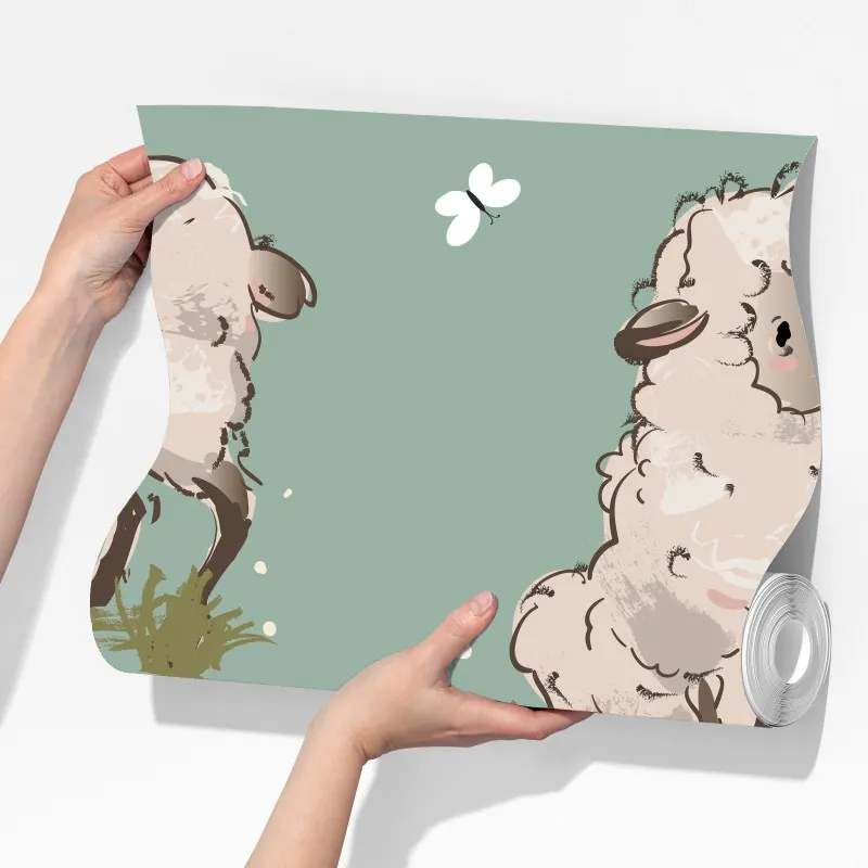 Fototapeta urocze jagnięta na turkusowym tle – Wallissimo® Fototapeta urocze jagnięta na turkusowym tle – Wallissimo®