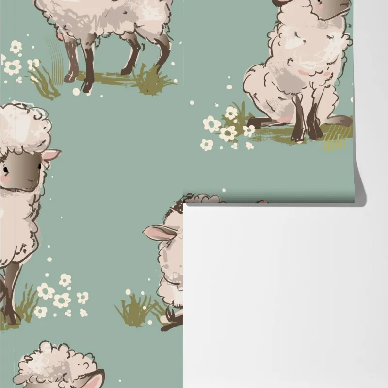 Fototapeta urocze jagnięta na turkusowym tle – Wallissimo® Fototapeta urocze jagnięta na turkusowym tle – Wallissimo®