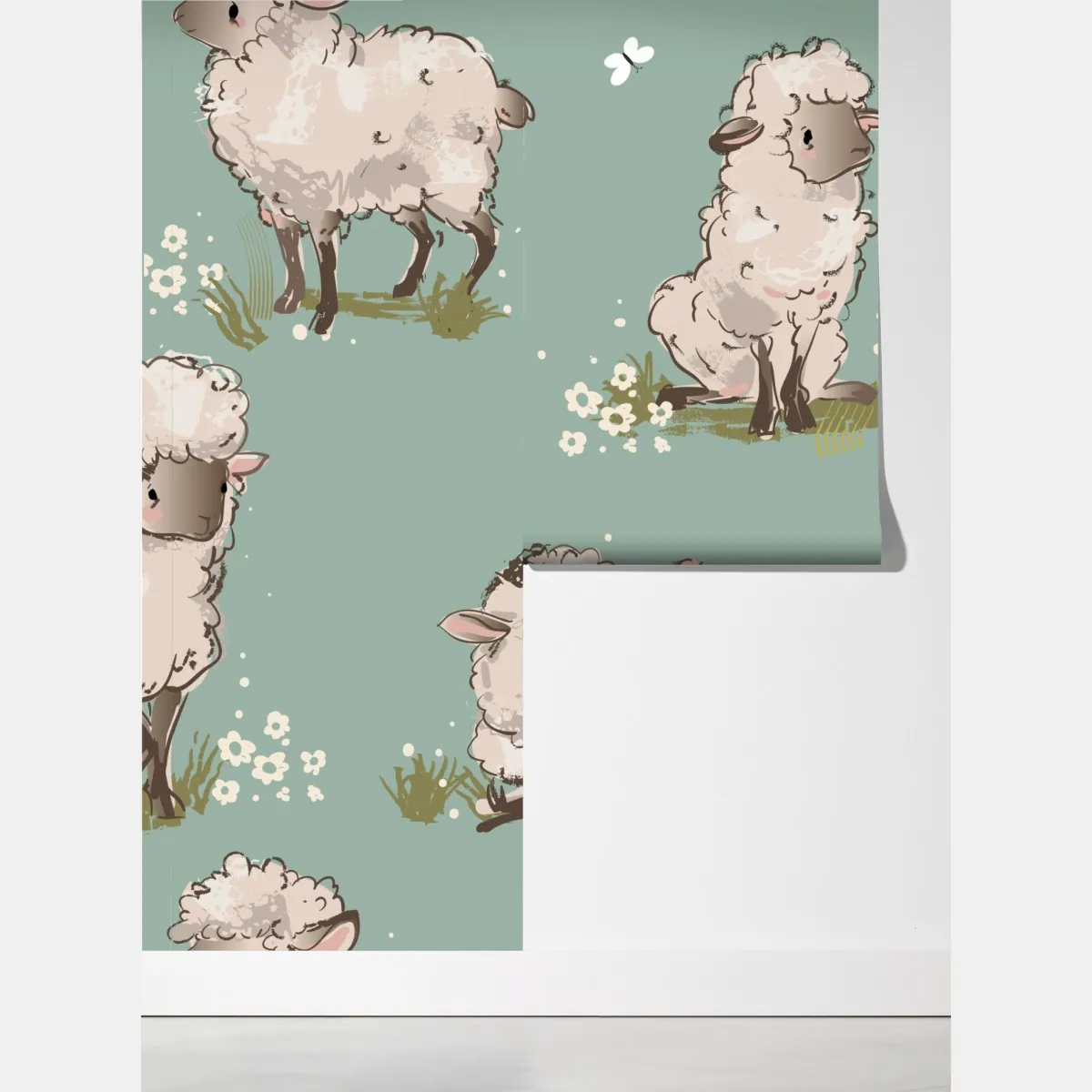 Fototapeta urocze jagnięta na turkusowym tle – Wallissimo® Fototapeta urocze jagnięta na turkusowym tle – Wallissimo®