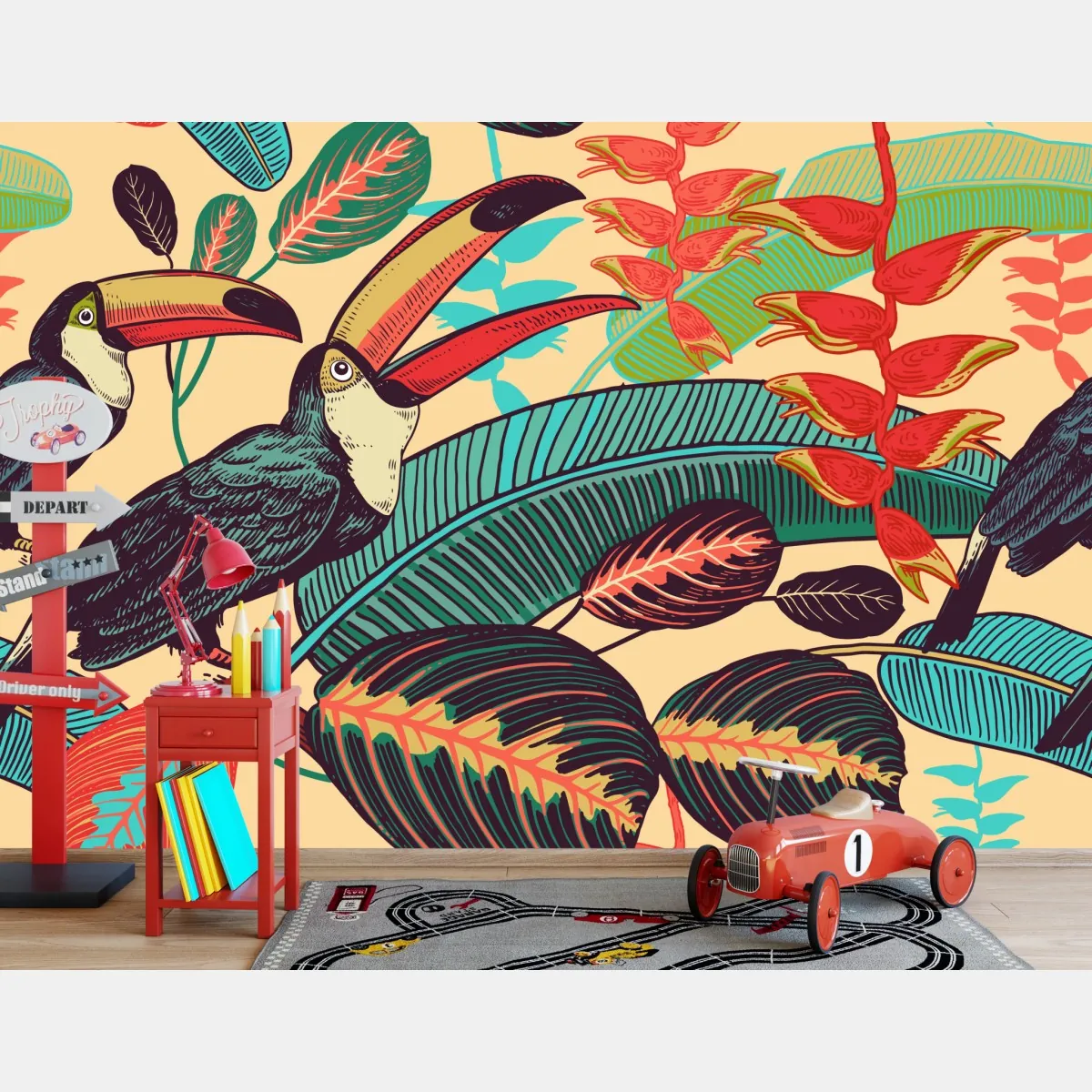 Fototapeta tropikalny raj tukanów – Wallissimo® Fototapeta tropikalny raj tukanów – Wallissimo®