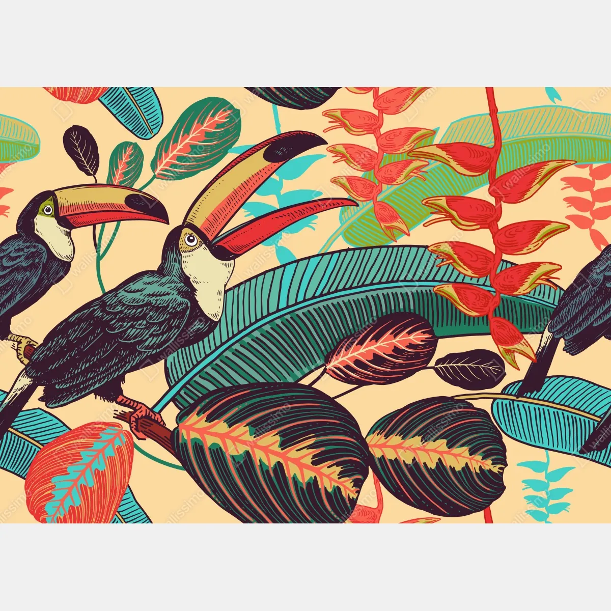 Fototapeta tropikalny raj tukanów – Wallissimo® Fototapeta tropikalny raj tukanów – Wallissimo®