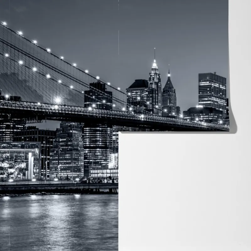 Fototapeta Nowy Jork panorama nocna z Mostem Brooklińskim – Wallissimo® Fototapeta Nowy Jork panorama nocna z Mostem Brooklińskim – Wallissimo®