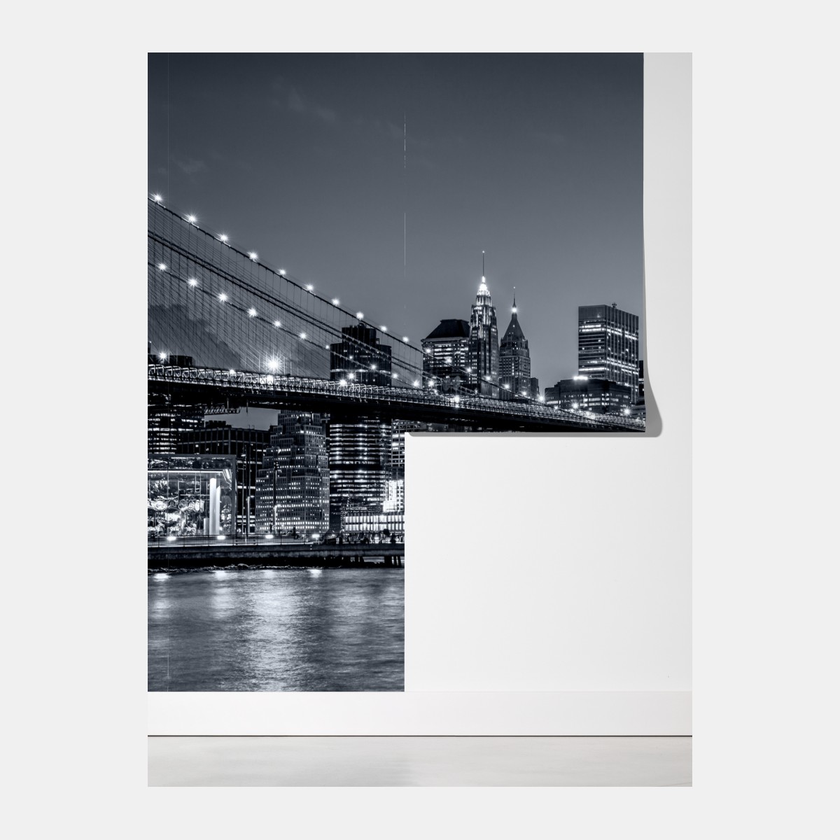 Fototapeta Nowy Jork panorama nocna z Mostem Brooklińskim – Wallissimo® Fototapeta Nowy Jork panorama nocna z Mostem Brooklińskim – Wallissimo®